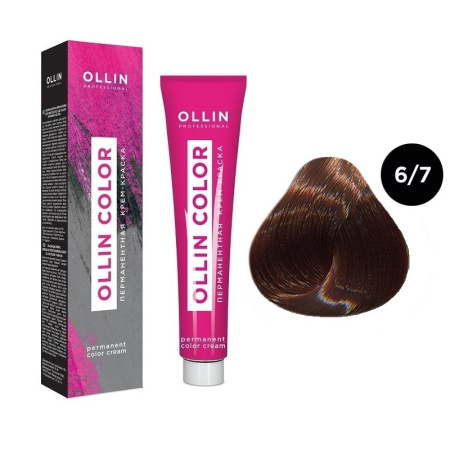Перманентная крем-краска для волос Ollin Color 6/7 темно-русый коричневый, 100 мл
