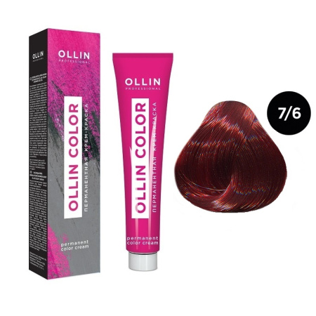 Перманентная крем-краска для волос Ollin Color 7/6 русый красный, 100 мл