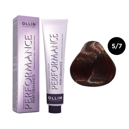 Перманентная крем-краска Ollin Performance 5/7 светлый шатен коричневый, 60 мл