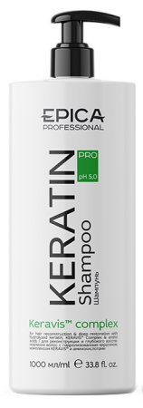 Шампунь Epica Keratin Pro для глубокого восстановления волос с гидролизованным кератином, 1000 мл