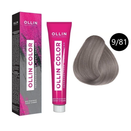 Перманентная крем-краска для волос Ollin Color 9/81 блондин жемчужно-пепельный, 100 мл