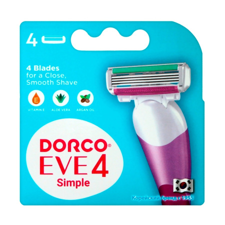 Кассеты для бритвы сменные "Eve 4 Simple", "Shai 4" Dorco, 4 шт