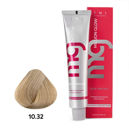 Крем-краска TNL Million Glow Private 10.32 платиновый блонд золотистый перлам., 100 мл