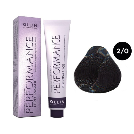 Перманентная крем-краска Ollin Performance 2/0 черный, 60 мл