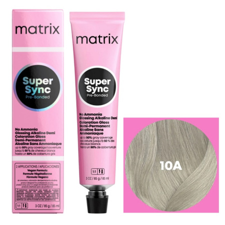 Краска для волос Matrix Super Sync Pre-Bonded 10A очень-очень св. блондин пепельный, 90 мл