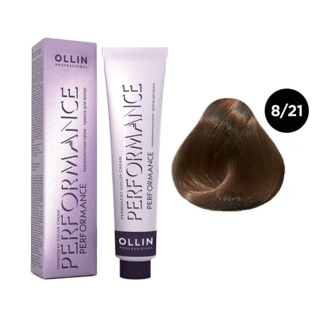 Перманентная крем-краска Ollin Performance 8/21 светло-русый фиол.-пепельный, 60 мл