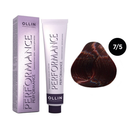 Перманентная крем-краска Ollin Performance 7/5 русый махагоновый, 60 мл