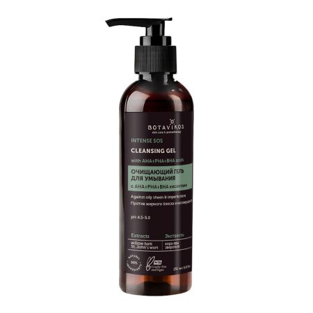 Botavikos Очищающий гель для умывания с AHA+PHA+BHA кислотами Intense SOS, 250 мл