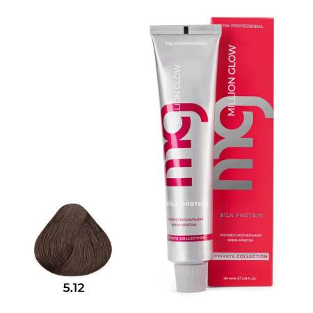 Крем-краска TNL Million Glow Private 5.12 светлый коричневый пепельный перламутровый, 100 мл