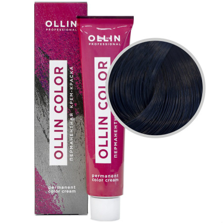 Перманентная крем-краска для волос Ollin Color 1.0 иссиня-черный, 60 мл