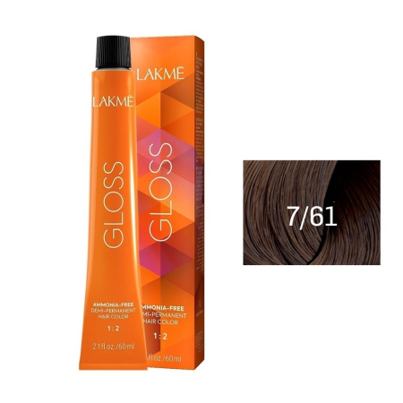 Крем-краска Lakme Gloss 7/61 средний блондин коричнево-пепельный, 60 мл