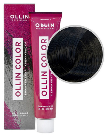 Перманентная крем-краска для волос Ollin Color 2/0 чёрный, 60 мл
