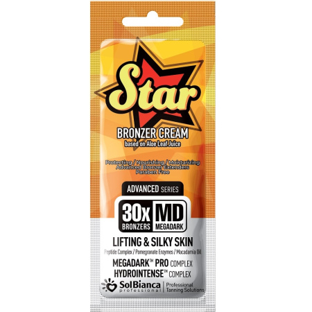 Крем для загара Solbianca Star 30x bronzer с пептидным комплексом, энзимами граната, 15 мл