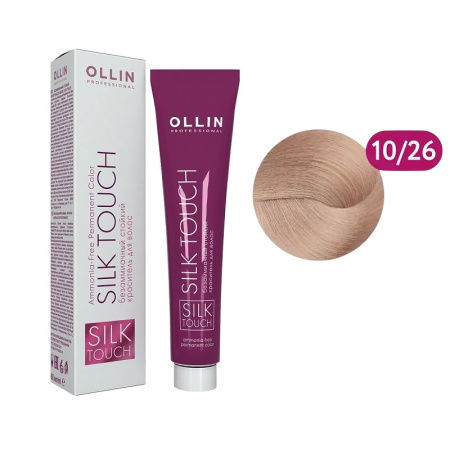 Безаммиачный стойкий краситель Ollin Silk Touch 10/26 светлый блондин розовый, 60 мл