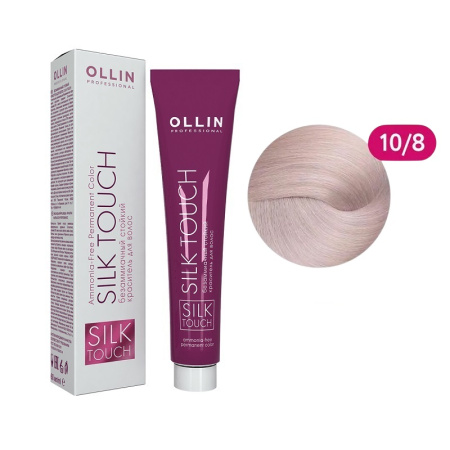 Безаммиачный стойкий краситель Ollin Silk Touch 10/8 светлый блондин жемчужный, 60 мл