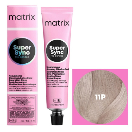 Краска для волос Matrix Super Sync Pre-Bonded 11P ультра светлый блондин жемчужный, 90 мл