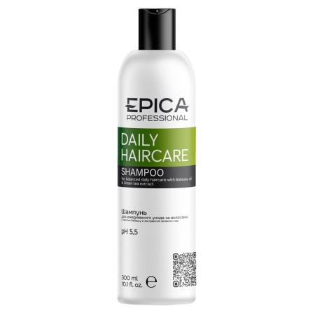 Шампунь Epica Daily Haircare для ежедневного ухода с маслом бабассу и зеленого чая, 300 мл