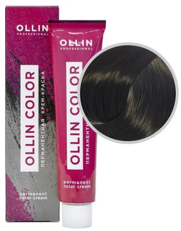 Перманентная крем-краска для волос Ollin Color 4/71 шатен коричнево-пепельный, 60 мл