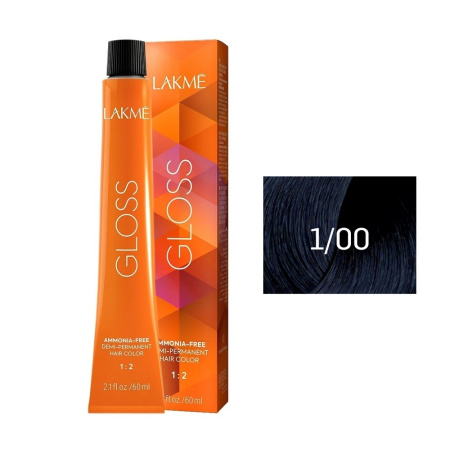 Крем-краска Lakme Gloss 1/00 чёрный, 60 мл
