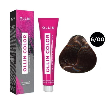 Перманентная крем-краска для волос Ollin Color 6/00 темно- русый глубокий, 100 мл