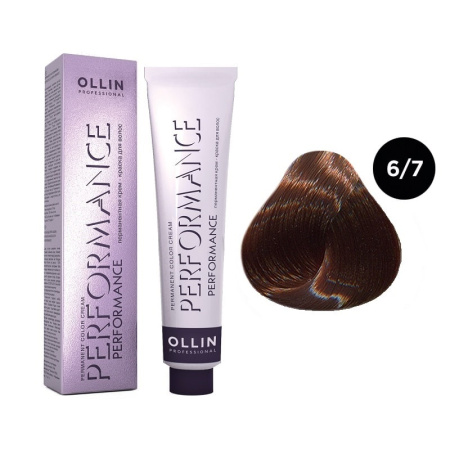 Перманентная крем-краска Ollin Performance 6/7 темно-русый коричневый, 60 мл