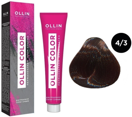 Перманентная крем-краска для волос Ollin Color 4/3 шатен золотистый, 100 мл