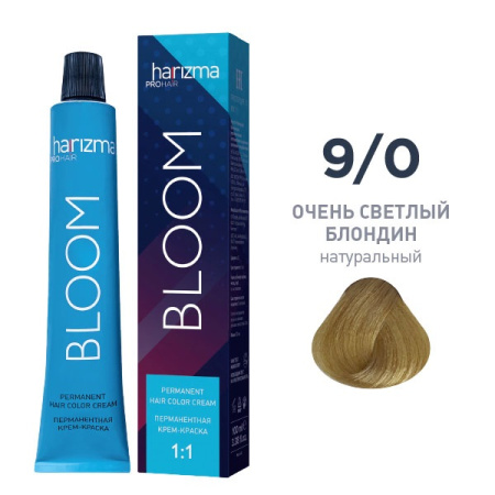 Крем-краска harizma PROhair Bloom 9/0 очень светлый блондин натуральный, 100 мл