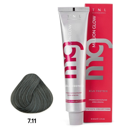 Крем-краска TNL Million Glow Private 7.11 блонд интенсивный пепельный, 60 мл