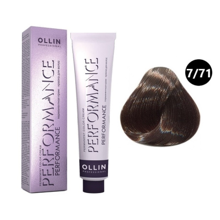 Перманентная крем-краска Ollin Performance 7/71 русый коричнево-пепельный, 60 мл