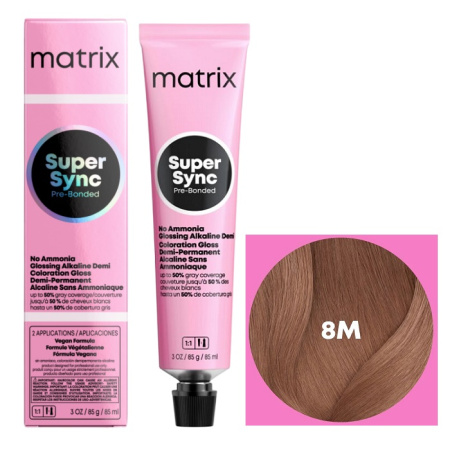 Краска для волос Matrix Super Sync Pre-Bonded 8М светлый блондин мокка, 90 мл