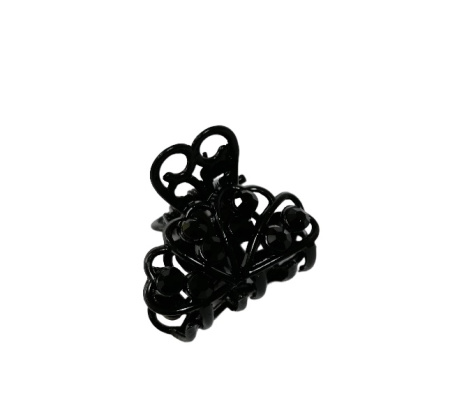 Крабик металлический "Стразы" малый, черный, 2,5 см