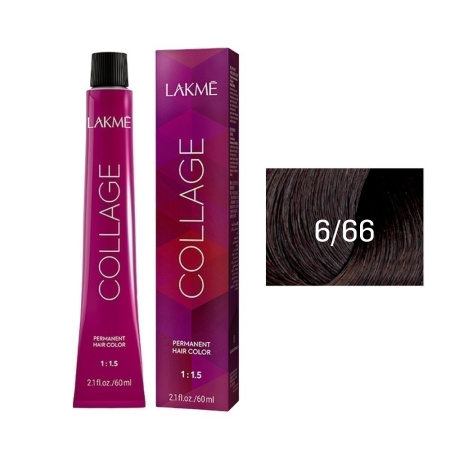 Крем-краска Lakme Collage 6/66 темный блондин интенсивный коричневый яркий, 60 мл