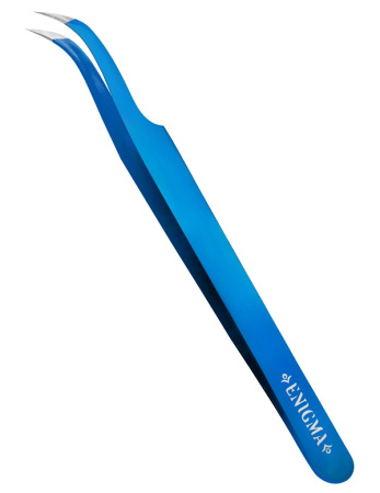 Пинцет изогнутый 90° с ручной заточкой "Extra-sharp" Enigma, т. blue metallic