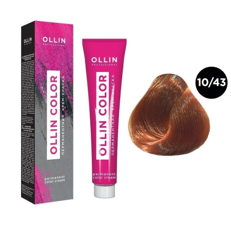Перманентная крем-краска для волос Ollin Color 10/43 светлый блондин медно-зол., 100 мл