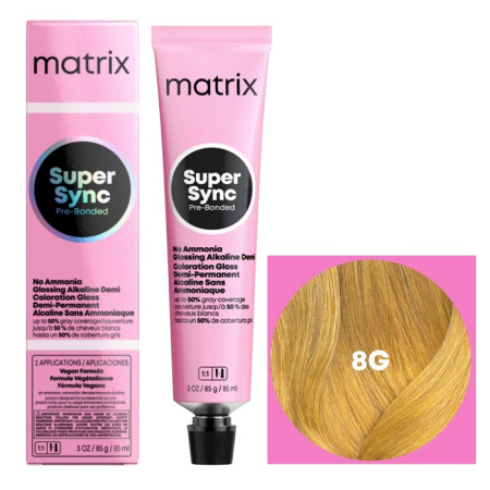 Краска для волос Matrix Super Sync Pre-Bonded 8G светлый блондин золотистый, 90 мл