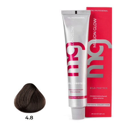 Крем-краска TNL Million Glow Private 4.8 коричневое какао, 100 мл