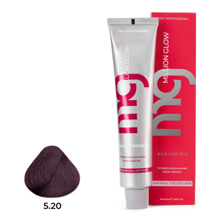 Крем-краска TNL Million Glow Private 5.20 светлый коричневый фиолетовый, 100 мл