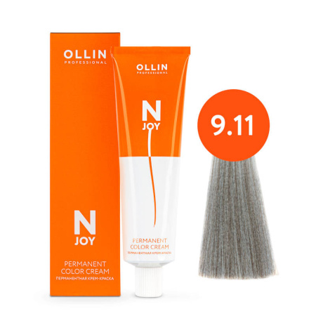 Крем-краска Ollin N-JOY 9/11 блондин интенсивно-пепельный, 100 мл