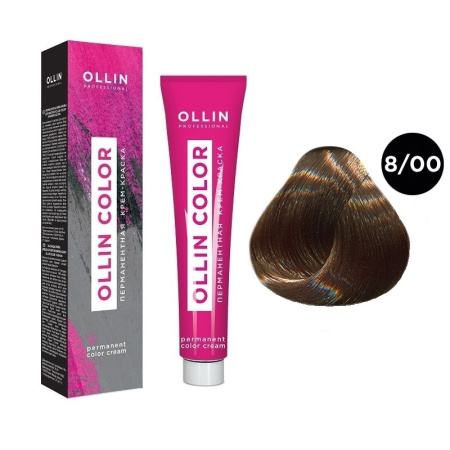 Перманентная крем-краска для волос Ollin Color 8/00 светло-русый глубокий, 100 мл
