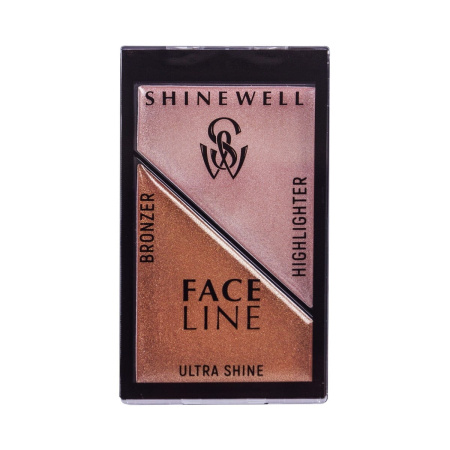 Набор моделирующий для лица (хайлайтер+бронзер) Shinewell, т. 03, 5,6 г