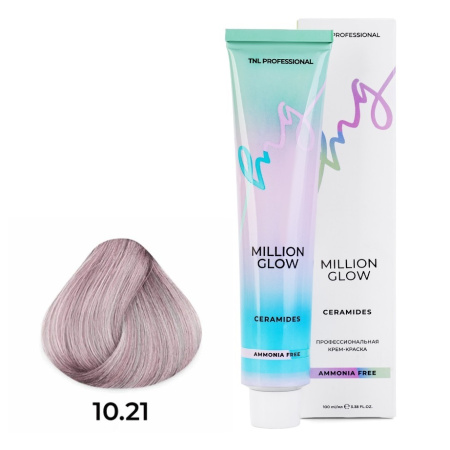 Крем-краска TNL Million Glow AFC Ceramides 10.21 платиновый блонд фиол. пепел., 100 мл