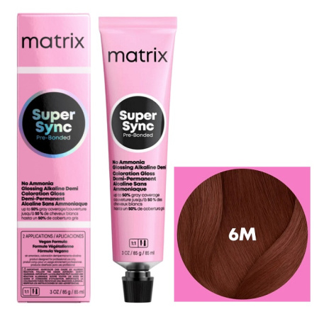 Краска для волос Matrix Super Sync Pre-Bonded 6М темный блондин мокка, 90 мл