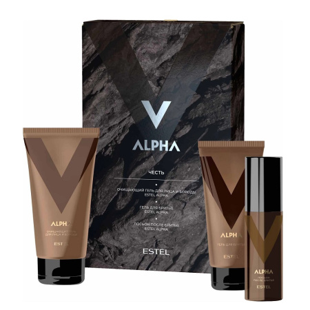 Набор Estel Alpha Честь (очищающий гель для лица и бороды+гель для бритья+лосьон после бритья)