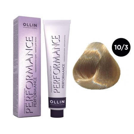 Перманентная крем-краска Ollin Performance 10/3 светлый блондин золотистый, 60 мл 