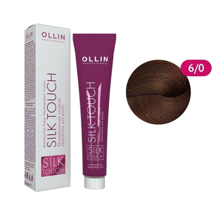 Безаммиачный стойкий краситель Ollin Silk Touch 6/0 темно-русый, 60 мл